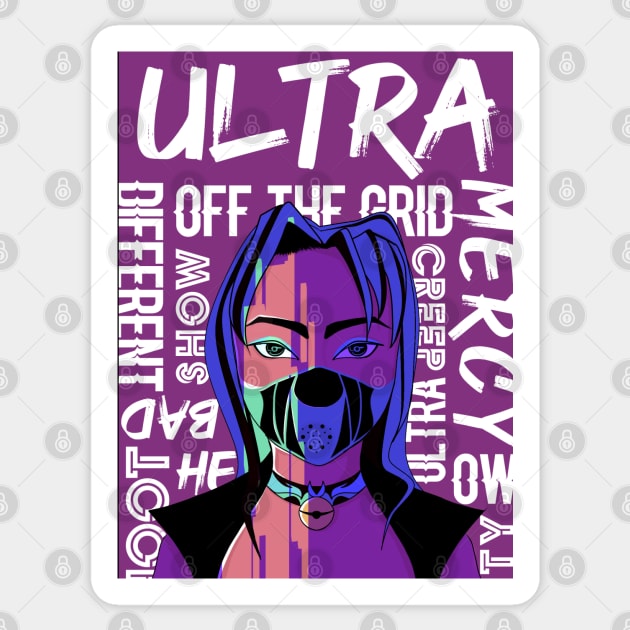 ULTRA OFF THE GRID COOL ILLUSTRATION BAD MASKED GIRL Sticker by Mirai Designs